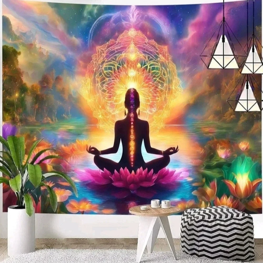 Vibrant Meditation Wall Tapestry New Without Package